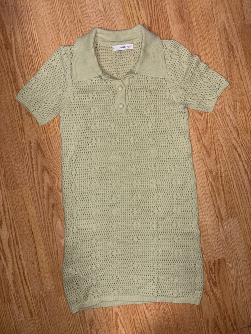 Mango Light Green Knit Polo Dress
